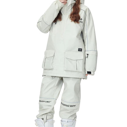 COPOZZ-Veste de ski à capuche épaisse imperméable pour homme, manteau de ski 506, pantalon chaud, coupe-vent, sports d&