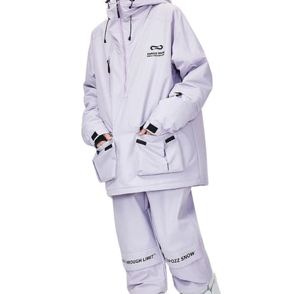 COPOZZ-Veste de ski à capuche épaisse imperméable pour homme, manteau de ski 506, pantalon chaud, coupe-vent, sports d&