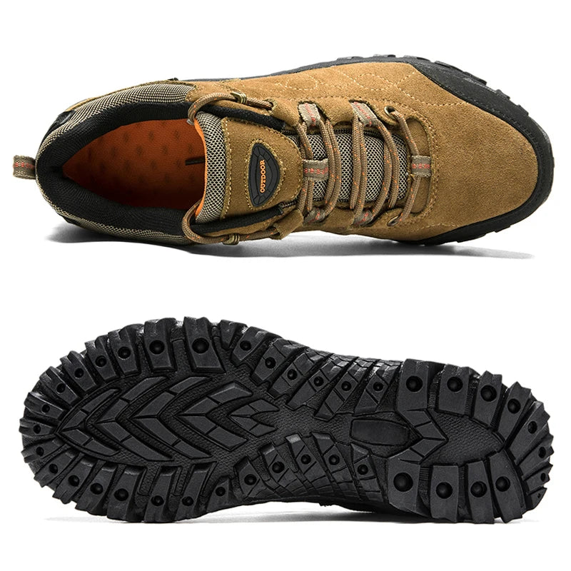 Chaussures de randonnée en daim de montagne en cuir véritable pour hommes, baskets d&