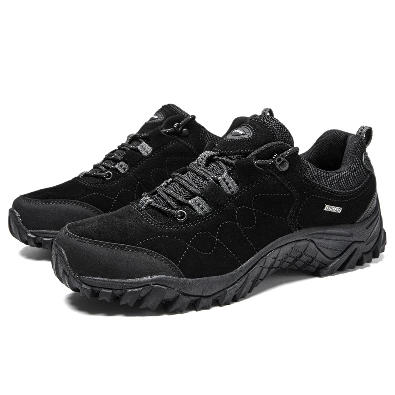 Chaussures de randonnée en daim de montagne en cuir véritable pour hommes, baskets d&