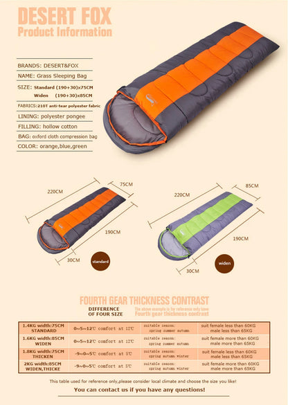 Desert &amp; Fox-Sac de couchage de camping léger, enveloppe chaude et froide, sac à dos, voyage en plein air, randonnée, 4 saisons