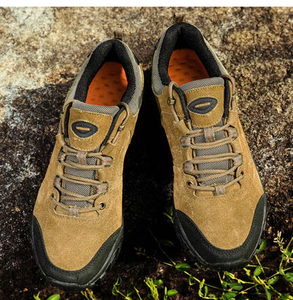 Chaussures de randonnée en daim de montagne en cuir véritable pour hommes, baskets d&