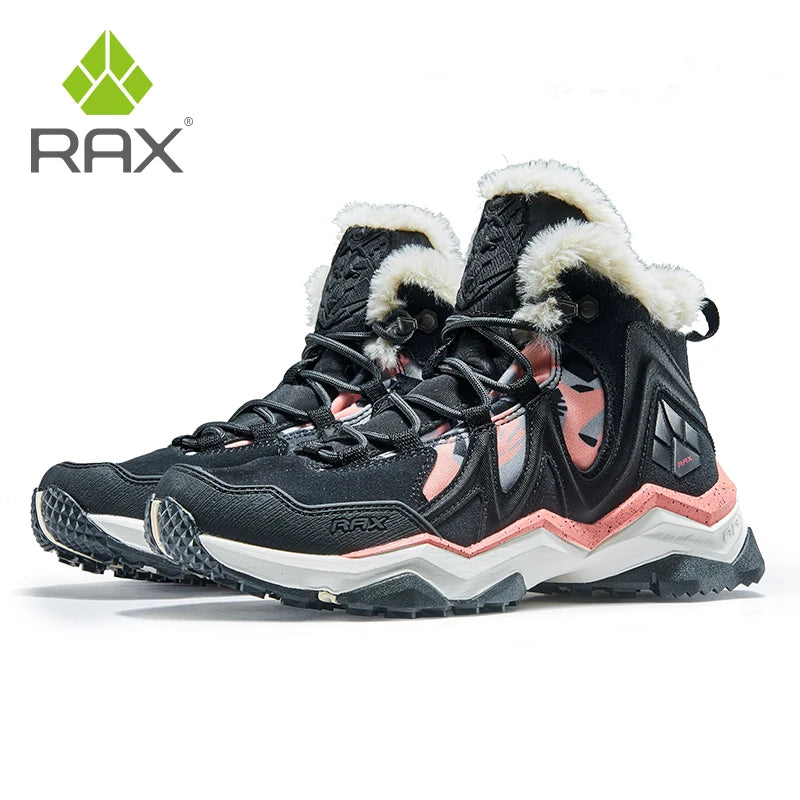 Chaussures de randonnée en cuir avec fourrure pour homme et femme, baskets d&