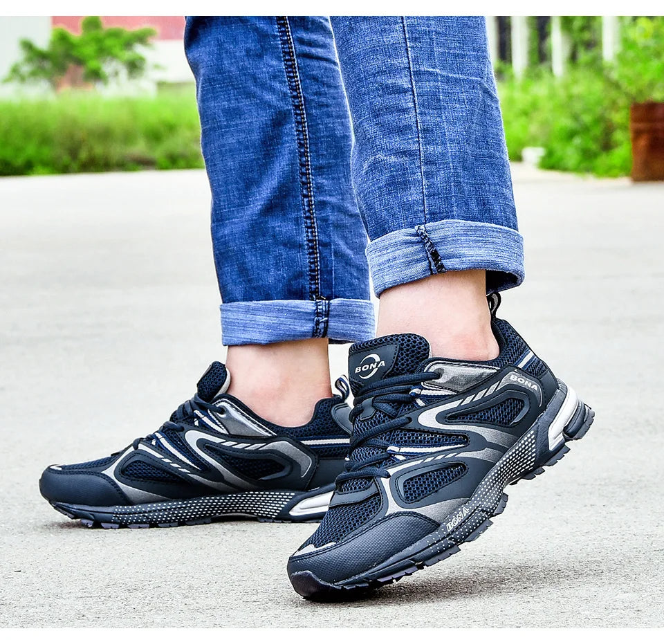 Chaussures de running - Homme BONA – chaussures de course classiques pour hommes, chaussures de Sport en maille fendue, chaussures de Jogging en plein air à lacets, livraison gratuite, nouvelle collection