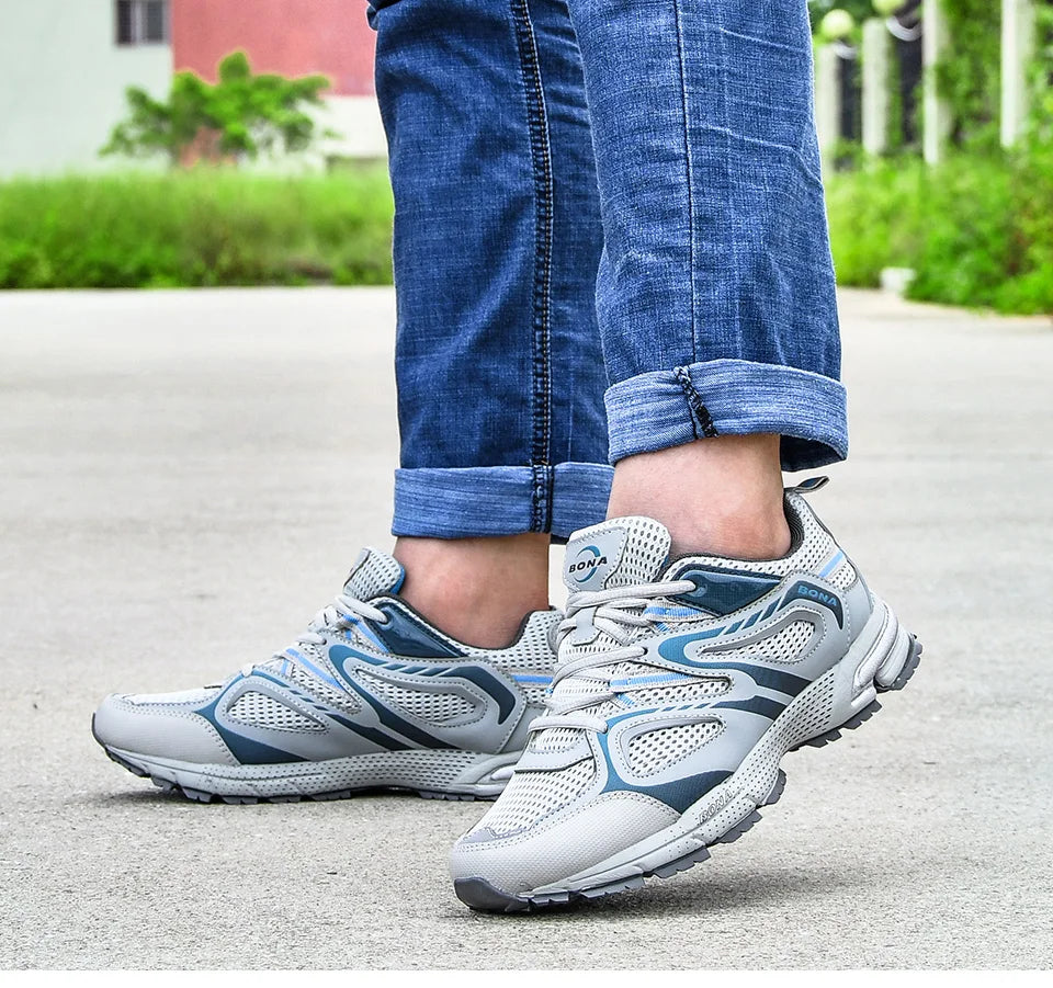 Chaussures de running - Homme BONA – chaussures de course classiques pour hommes, chaussures de Sport en maille fendue, chaussures de Jogging en plein air à lacets, livraison gratuite, nouvelle collection