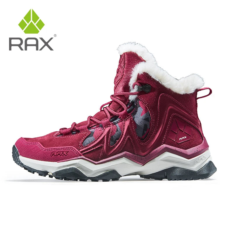 Chaussures de randonnée en cuir avec fourrure pour homme et femme, baskets d&