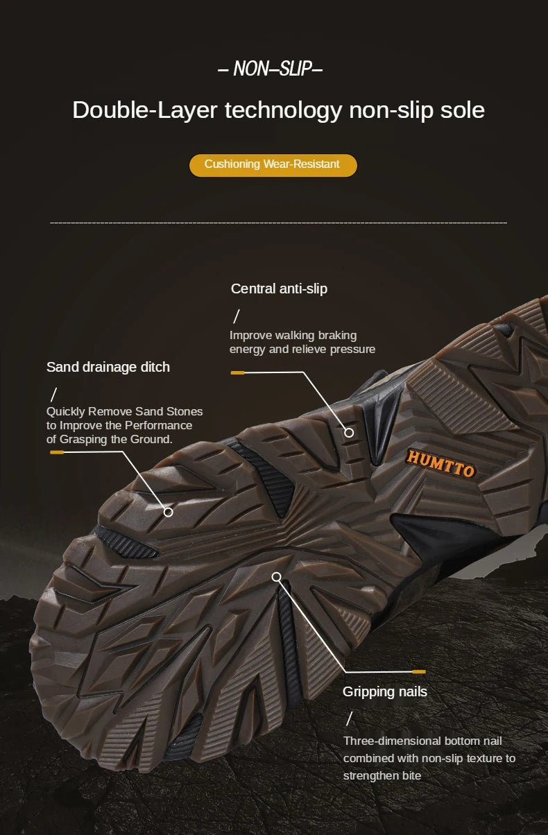 Chaussures de randonnée - Homme HUMTTO – chaussures de randonnée en cuir imperméables pour hommes, bottines de randonnée, d&