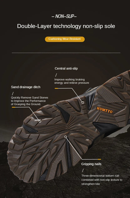 Chaussures de randonnée - Homme HUMTTO – chaussures de randonnée en cuir imperméables pour hommes, bottines de randonnée, d&