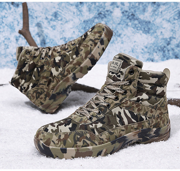 CamSolomon-Bottes de neige chaudes en laine et coton pour hommes, chaussures de rinçage pour l&