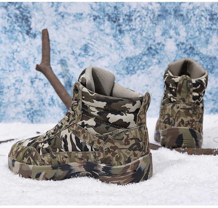 CamSolomon-Bottes de neige chaudes en laine et coton pour hommes, chaussures de rinçage pour l&