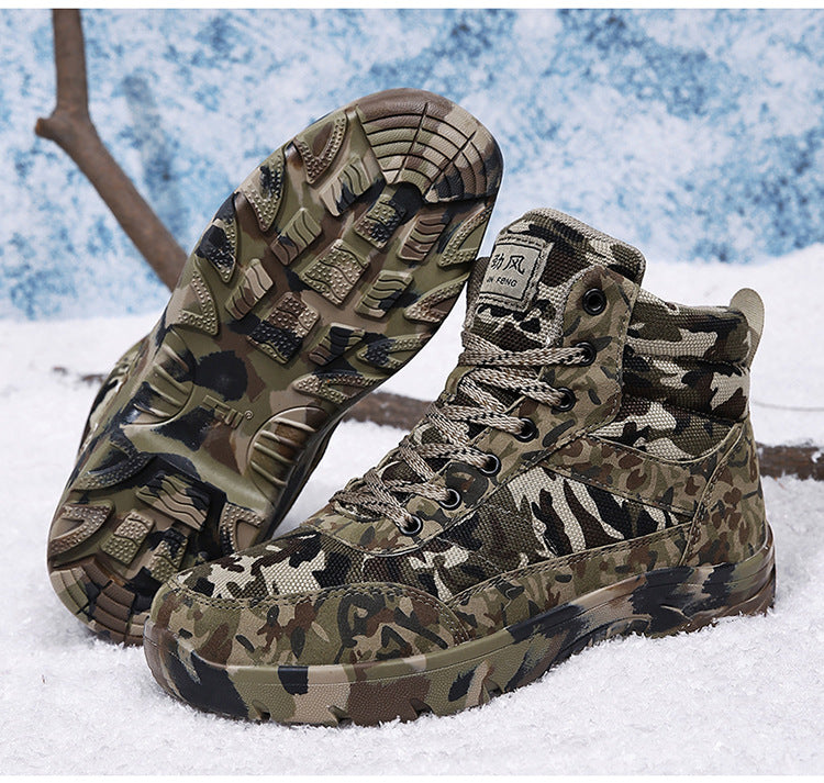 CamSolomon-Bottes de neige chaudes en laine et coton pour hommes, chaussures de rinçage pour l&