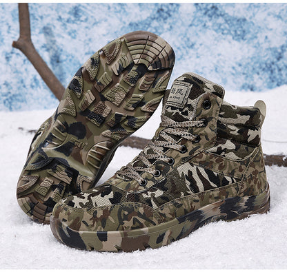 CamSolomon-Bottes de neige chaudes en laine et coton pour hommes, chaussures de rinçage pour l&