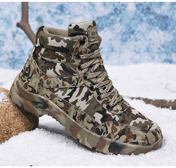 CamSolomon-Bottes de neige chaudes en laine et coton pour hommes, chaussures de rinçage pour l&