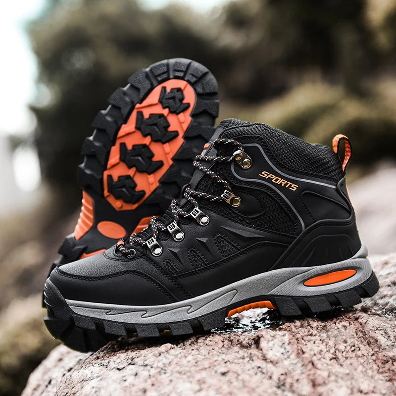 Chaussures de randonnée en cuir imperméables pour hommes et femmes, chaussures de trekking en plein air, bottes d&