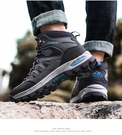 Chaussures de randonnée en cuir imperméables pour hommes et femmes, chaussures de trekking en plein air, bottes d&