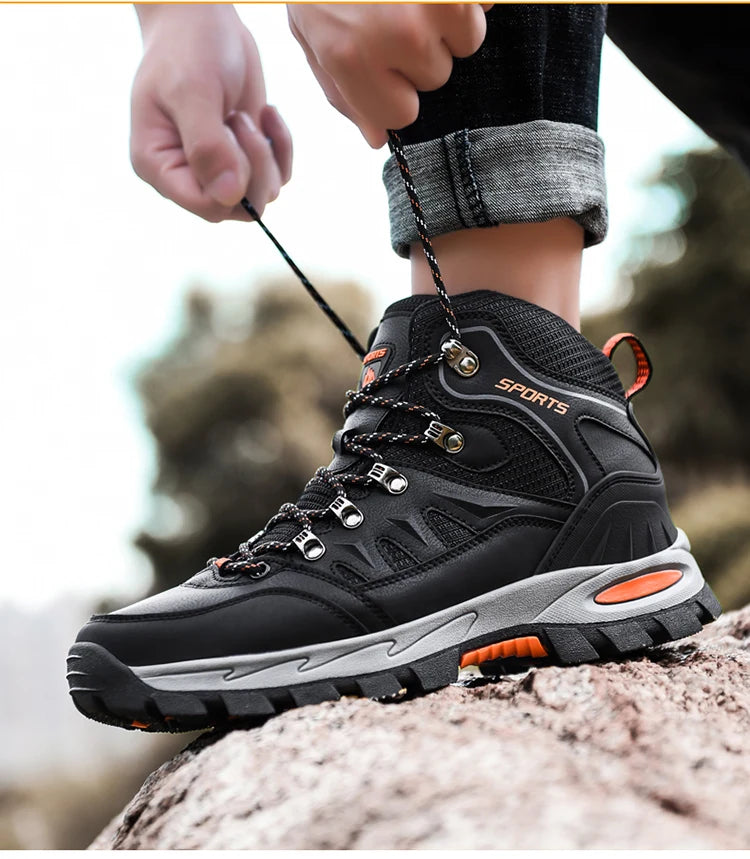 Chaussures de randonnée en cuir imperméables pour hommes et femmes, chaussures de trekking en plein air, bottes d&