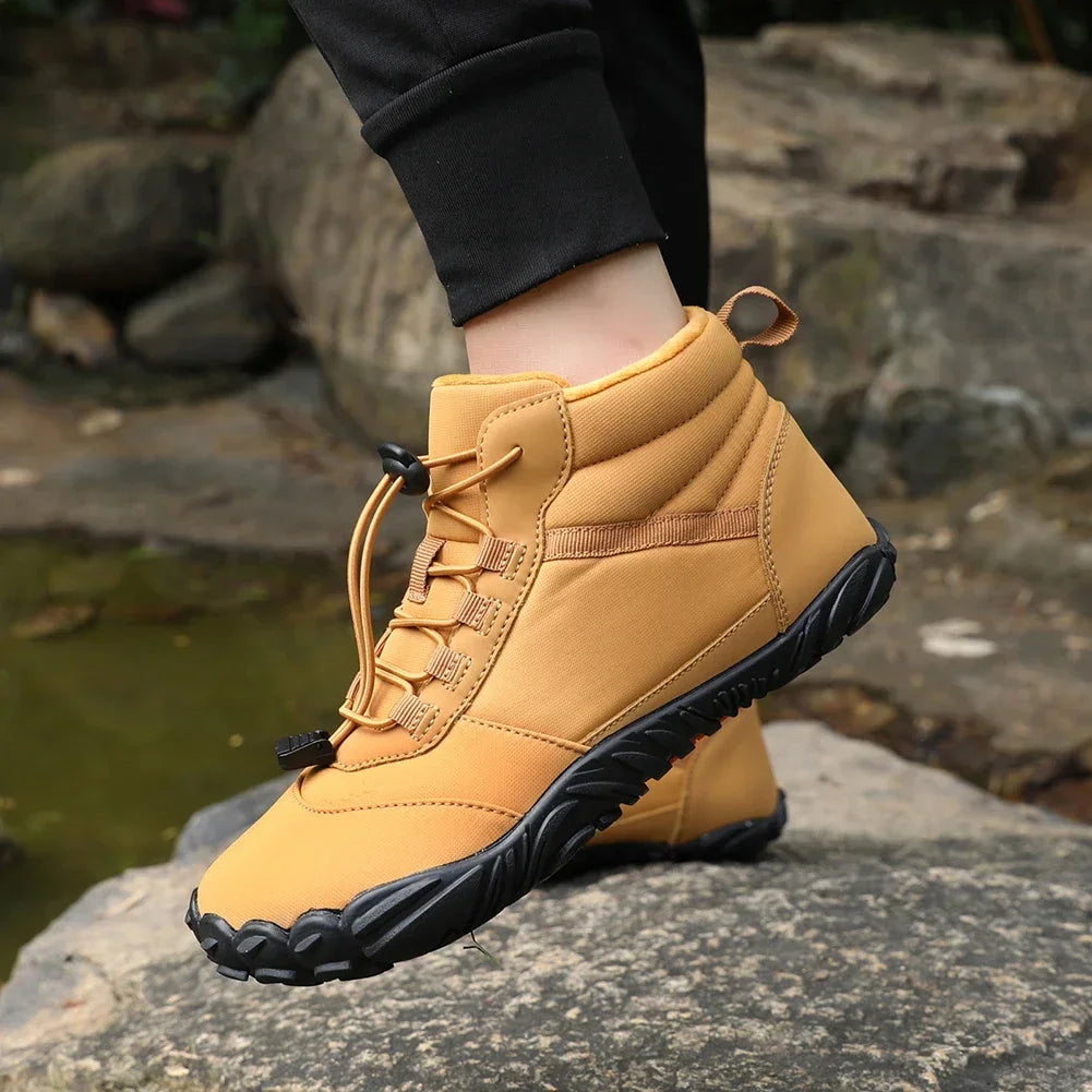 Chaussures de randonnée de neige imperméables en peluche pour hommes et femmes, chaussures en coton, chaussures en fourrure, coordonnantes, chaudes, pieds nus, trekking, randonnée, grande taille, hiver