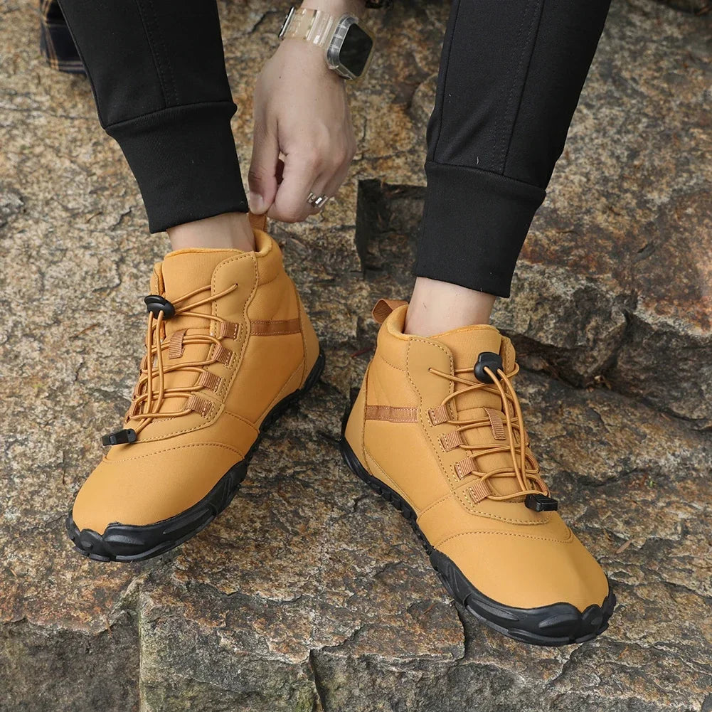 Chaussures de randonnée de neige imperméables en peluche pour hommes et femmes, chaussures en coton, chaussures en fourrure, coordonnantes, chaudes, pieds nus, trekking, randonnée, grande taille, hiver