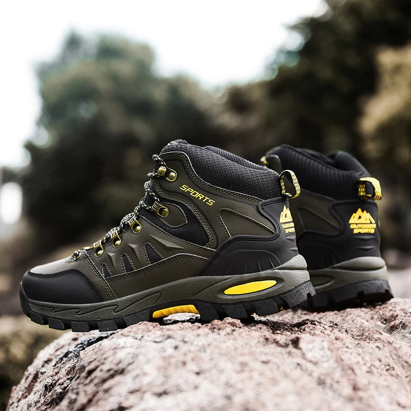 Chaussures de randonnée en cuir imperméables pour hommes et femmes, chaussures de trekking en plein air, bottes d&