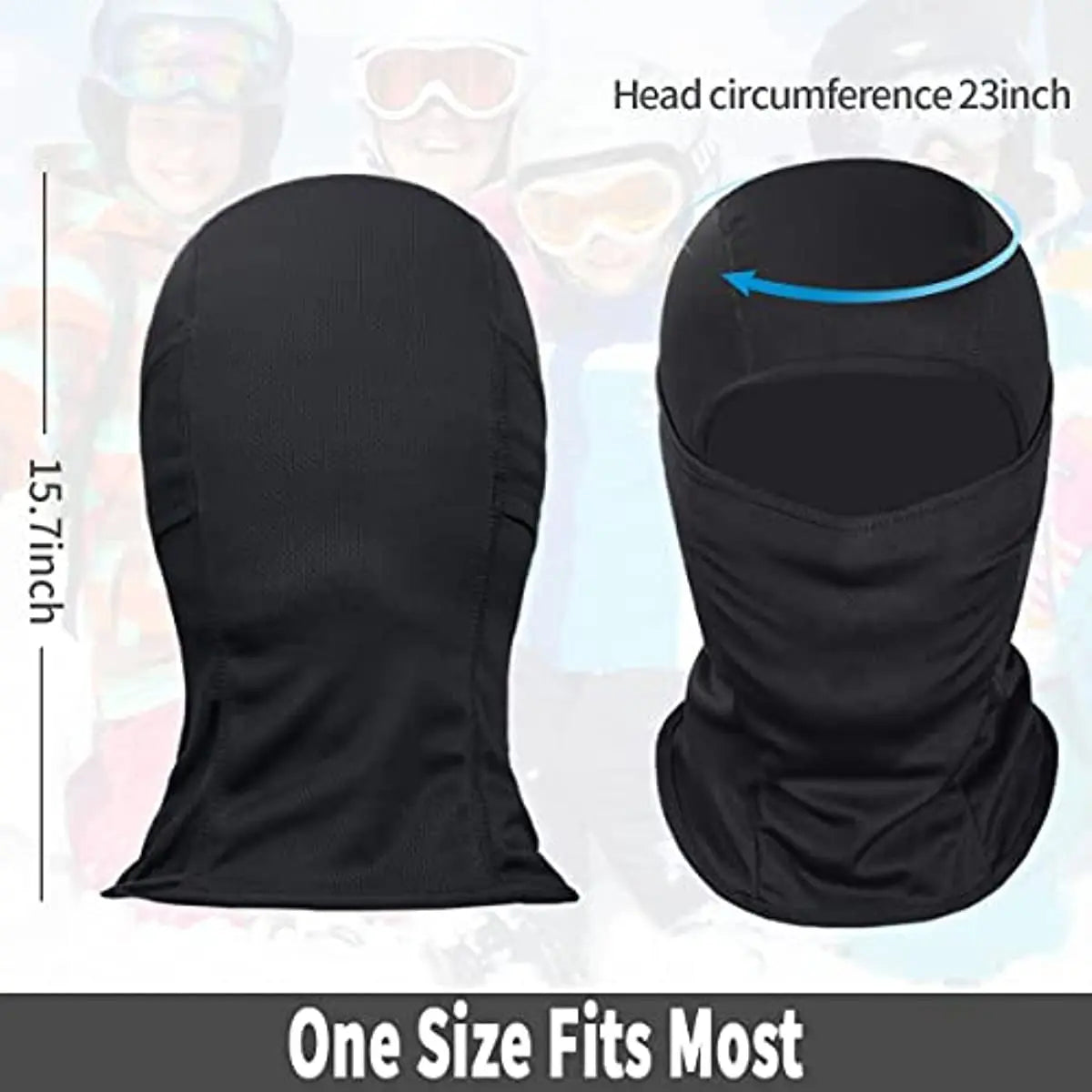 Cagoule intégrale de ski pour homme et femme, masque facial, capuche, DulSnow, moto, course à pied, temps froid