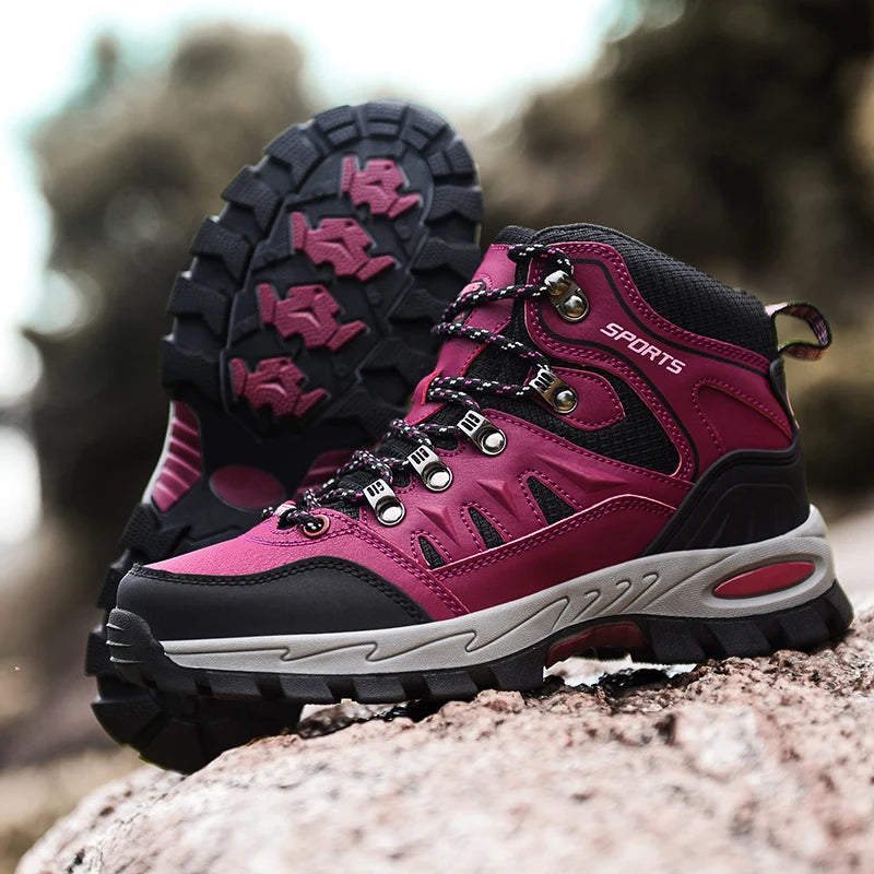 Chaussures de randonnée en cuir imperméables pour hommes et femmes, chaussures de trekking en plein air, bottes d&