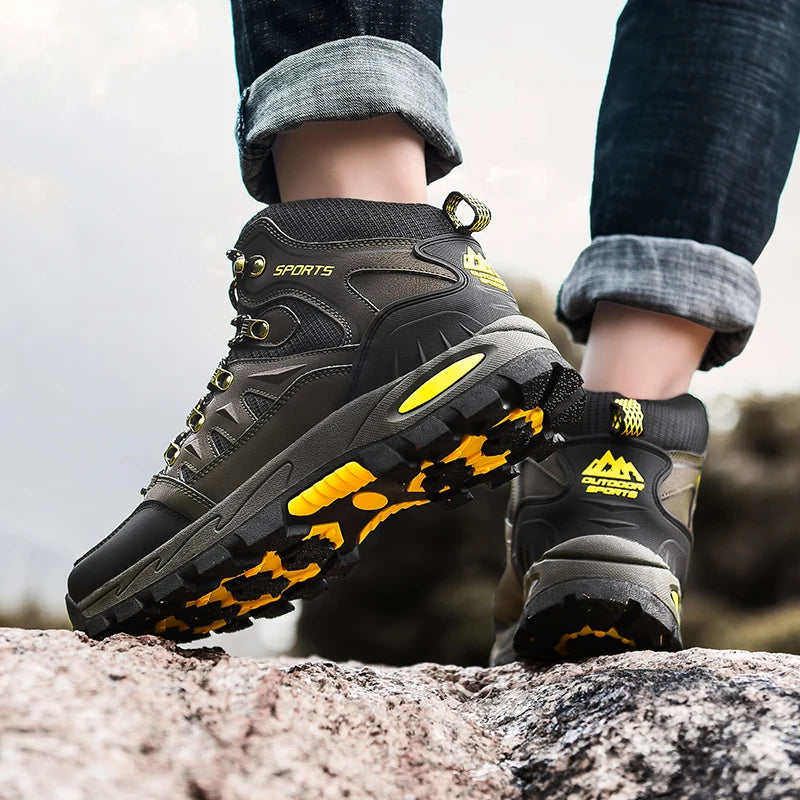 Chaussures de randonnée en cuir imperméables pour hommes et femmes, chaussures de trekking en plein air, bottes d&