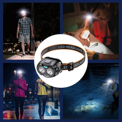 Lampe frontale LED puissante IPX4 étanche lampe de poche d&