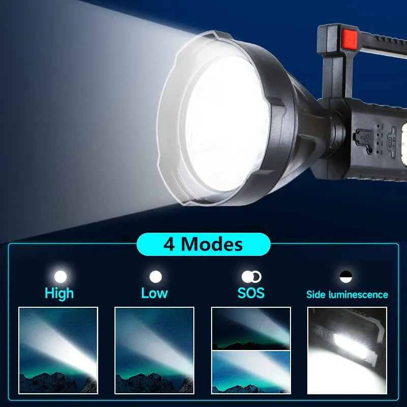 Haute Puissance LED lampe de Poche Étanche De Pêche Lanterne Torche USB Rechargeable Puissant Projecteur Camping Lampe