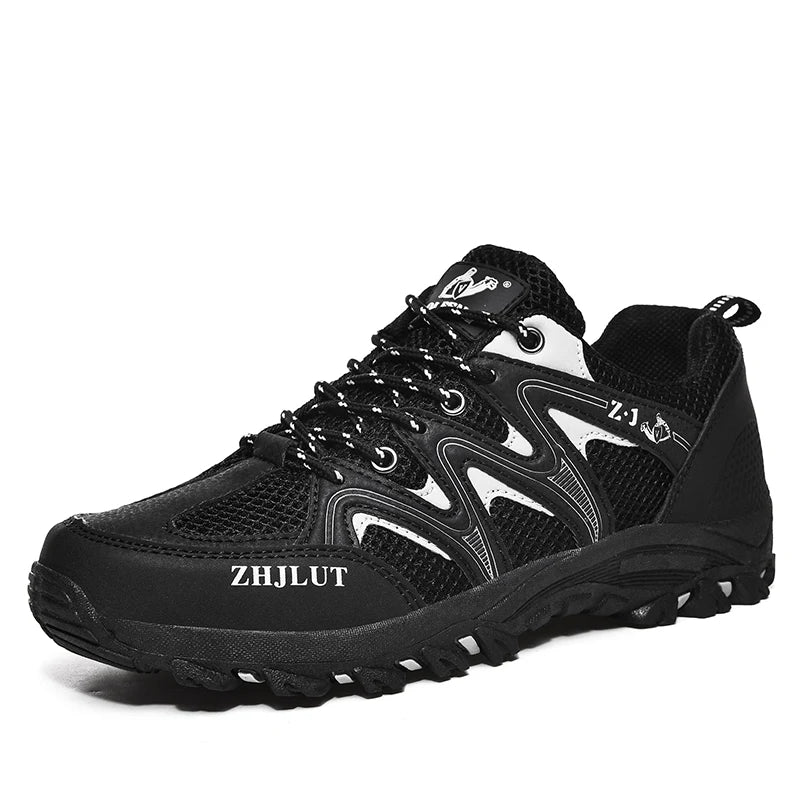 Chaussures de randonnée en maille respirante à lacets pour hommes et femmes, baskets décontractées pour femmes, chaussures de montagne noires, marron, mode garçon, automne, été, 2023