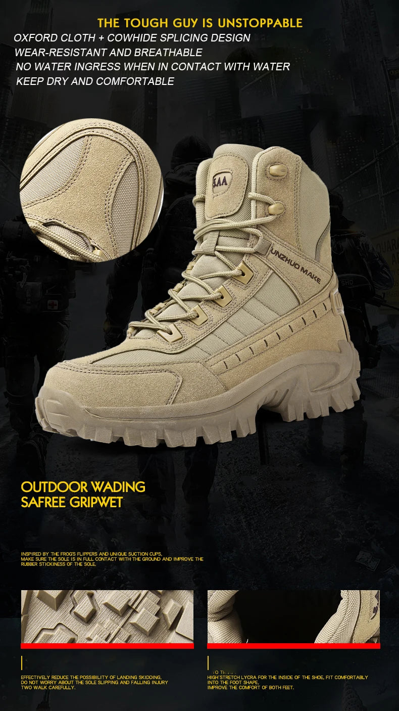 Chaussures de randonnée imperméables pour hommes, chaussures de travail, haut, tout-terrain, randonnée, chasse, trekking, chaudes, vertes, hiver, B21