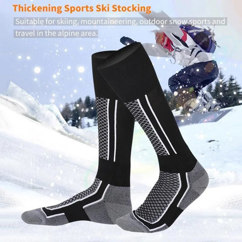 Bas de ski anti-froid pour hommes et femmes, chaussettes de randonnée pour enfants, bas de sport de plein air, chaussettes de ski épaisses et chaudes, hiver, 1 paire
