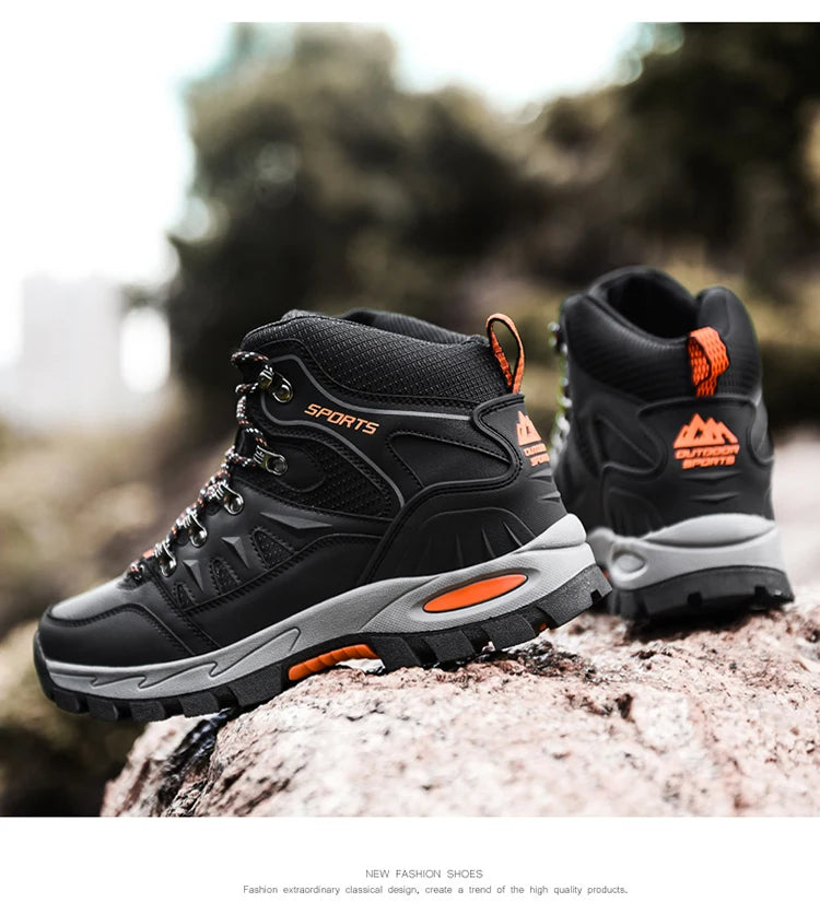 Chaussures de randonnée en cuir imperméables pour hommes et femmes, chaussures de trekking en plein air, bottes d&
