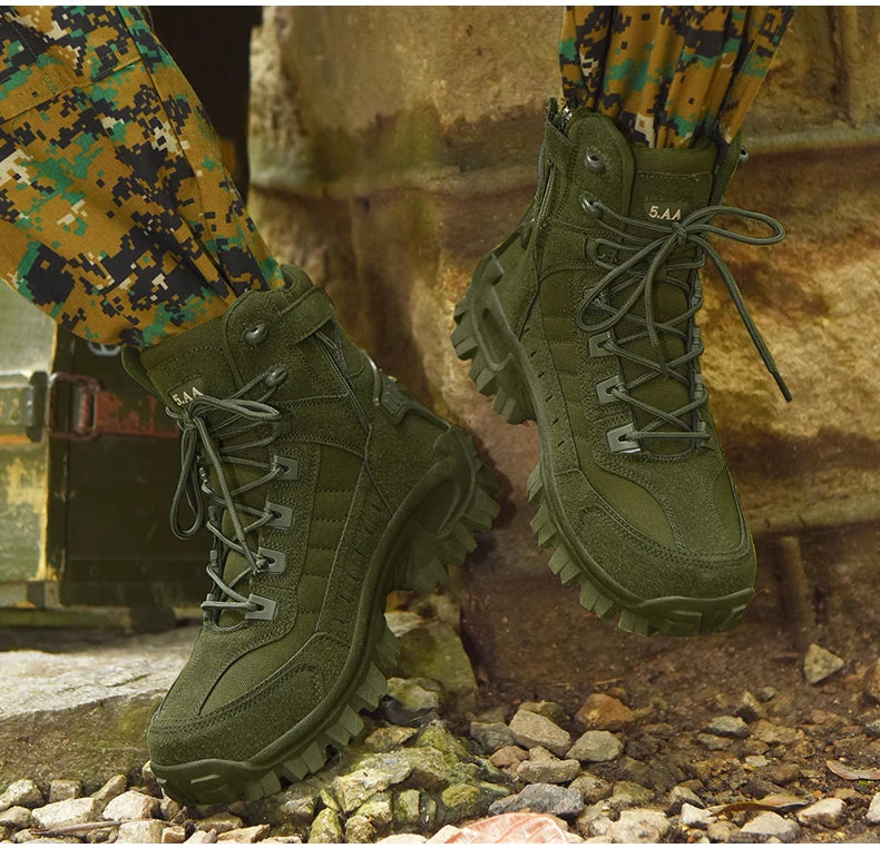 Chaussures de randonnée imperméables pour hommes, chaussures de travail, haut, tout-terrain, randonnée, chasse, trekking, chaudes, vertes, hiver, B21
