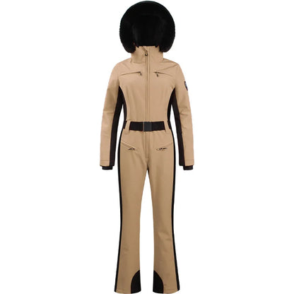 Combinaison de ski une pièce pour femmes, combinaison, ensemble de vêtements, épais, thermique, imperméable, coupe-vent avec ceinture, sport de plein air