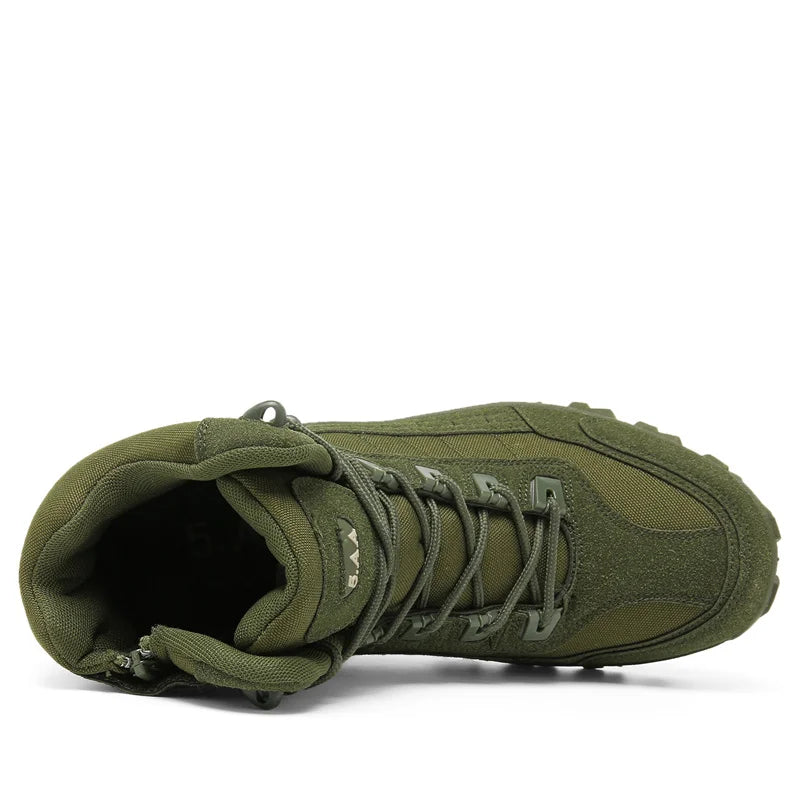 Chaussures de randonnée imperméables pour hommes, chaussures de travail, haut, tout-terrain, randonnée, chasse, trekking, chaudes, vertes, hiver, B21