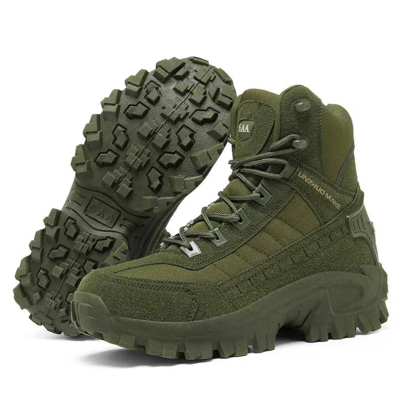 Chaussures de randonnée imperméables pour hommes, chaussures de travail, haut, tout-terrain, randonnée, chasse, trekking, chaudes, vertes, hiver, B21