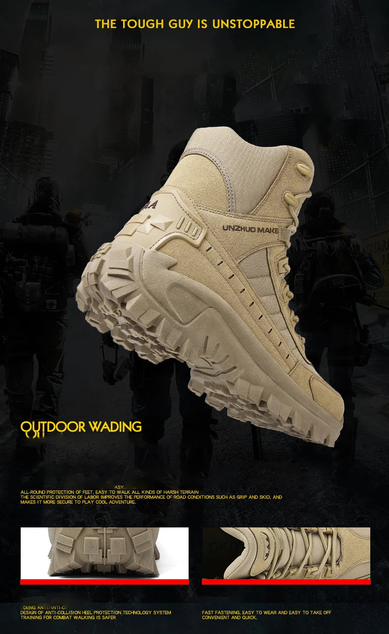 Chaussures de randonnée imperméables pour hommes, chaussures de travail, haut, tout-terrain, randonnée, chasse, trekking, chaudes, vertes, hiver, B21