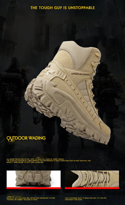 Chaussures de randonnée imperméables pour hommes, chaussures de travail, haut, tout-terrain, randonnée, chasse, trekking, chaudes, vertes, hiver, B21