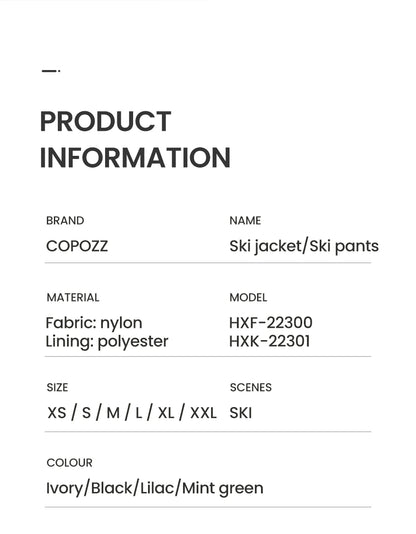 COPOZZ-Veste de ski à capuche épaisse imperméable pour homme, manteau de ski 506, pantalon chaud, coupe-vent, sports d&