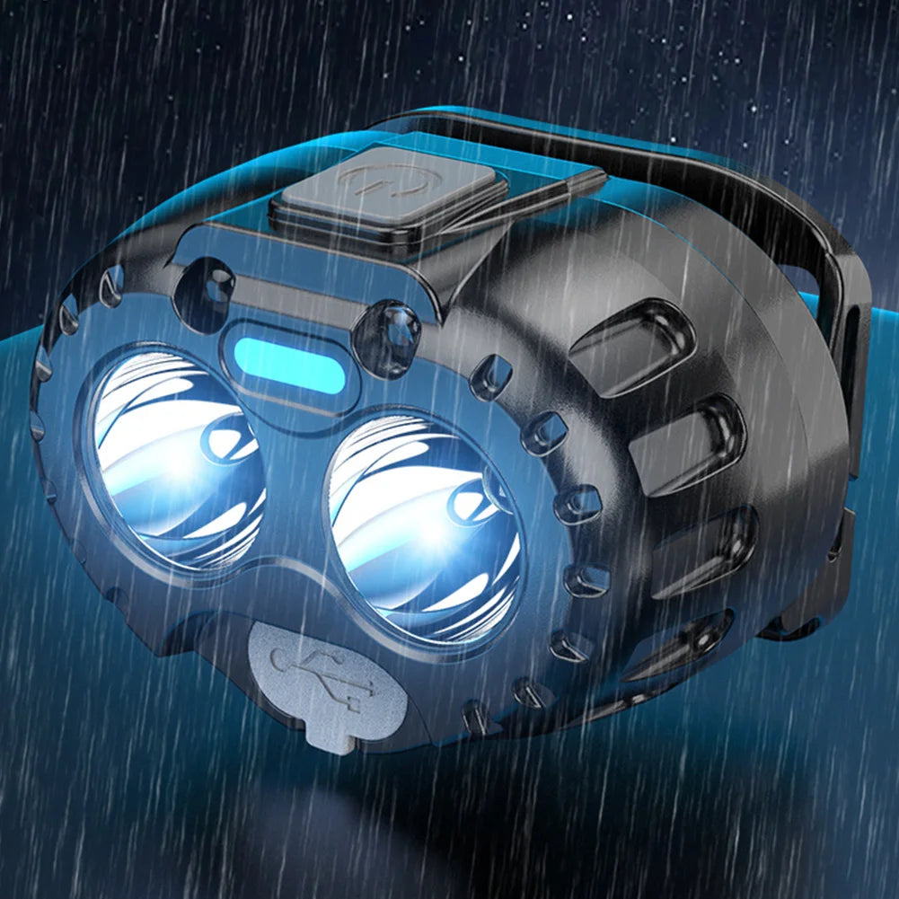 Lampe frontale LED puissante IPX4 étanche lampe de poche d&