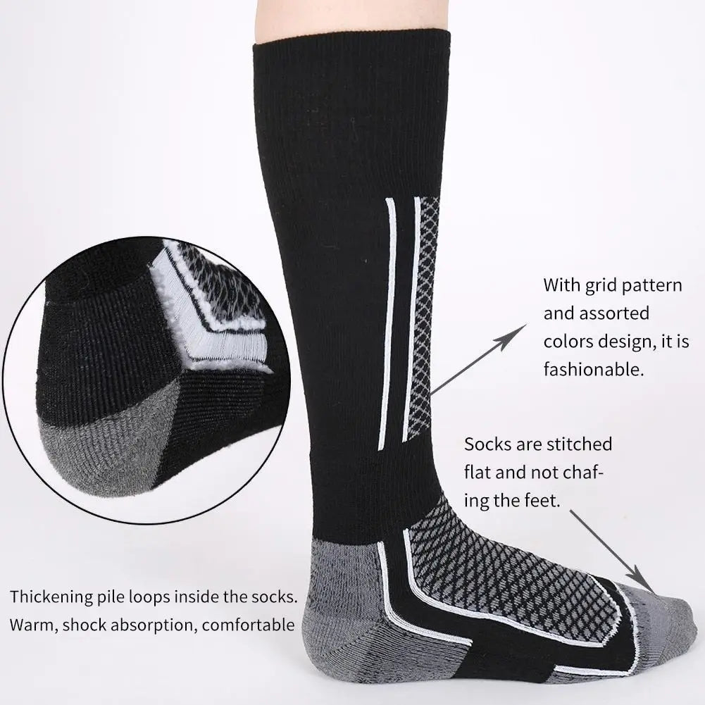 Bas de ski anti-froid pour hommes et femmes, chaussettes de randonnée pour enfants, bas de sport de plein air, chaussettes de ski épaisses et chaudes, hiver, 1 paire