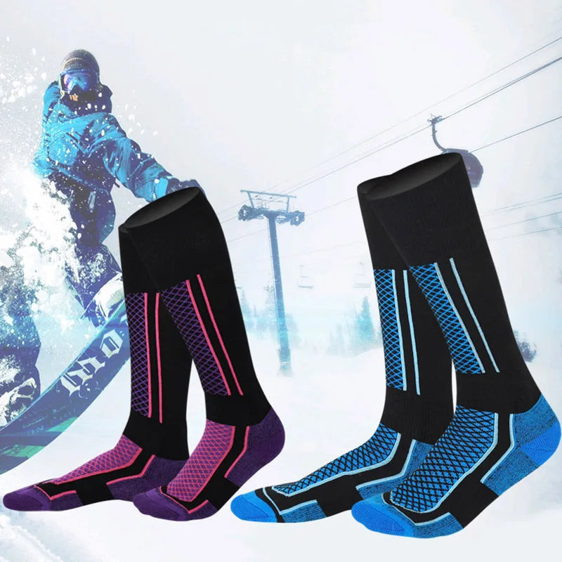 Bas de ski anti-froid pour hommes et femmes, chaussettes de randonnée pour enfants, bas de sport de plein air, chaussettes de ski épaisses et chaudes, hiver, 1 paire