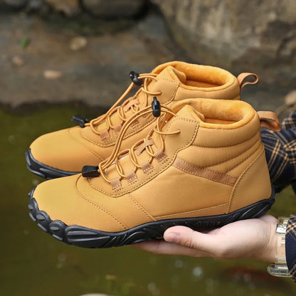 Chaussures de randonnée de neige imperméables en peluche pour hommes et femmes, chaussures en coton, chaussures en fourrure, coordonnantes, chaudes, pieds nus, trekking, randonnée, grande taille, hiver
