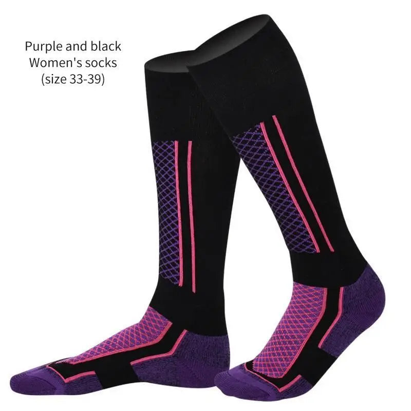 Bas de ski anti-froid pour hommes et femmes, chaussettes de randonnée pour enfants, bas de sport de plein air, chaussettes de ski épaisses et chaudes, hiver, 1 paire