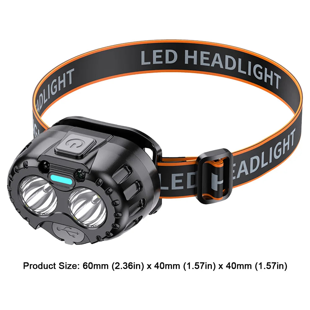 Lampe frontale LED puissante IPX4 étanche lampe de poche d&