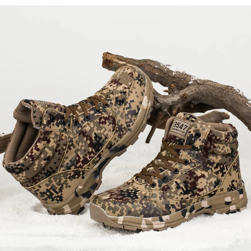 CamSolomon-Bottes de neige chaudes en laine et coton pour hommes, chaussures de rinçage pour l&
