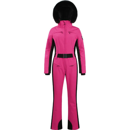 Combinaison de ski une pièce pour femmes, combinaison, ensemble de vêtements, épais, thermique, imperméable, coupe-vent avec ceinture, sport de plein air