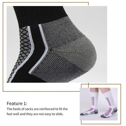 Bas de ski anti-froid pour hommes et femmes, chaussettes de randonnée pour enfants, bas de sport de plein air, chaussettes de ski épaisses et chaudes, hiver, 1 paire