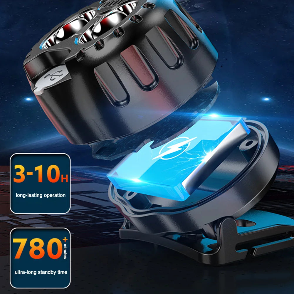 Lampe frontale LED puissante IPX4 étanche lampe de poche d&